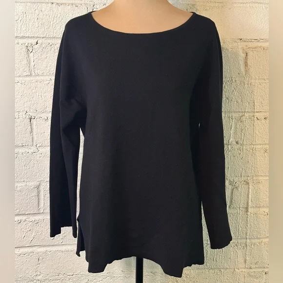 The Row Shayna Black Wool Viscose Sweatshirt size XS Oversized Flare Sleeves